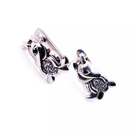 Серебряные серьги 925, детские, с фианитом
