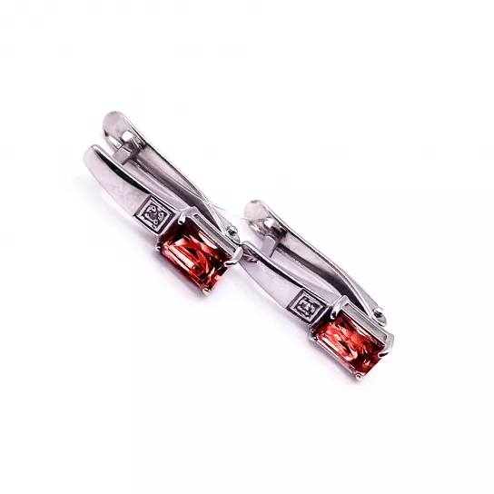 Серебряные серьги 925, женские, с аметистом и фианитом