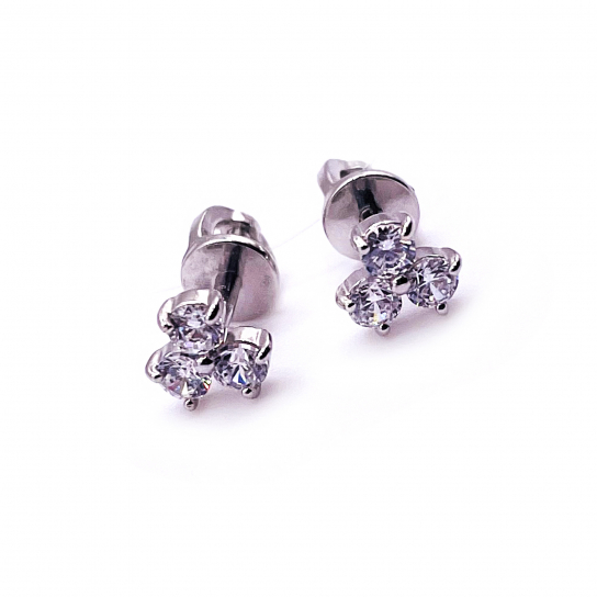 Пусеты с фианитом из серебра