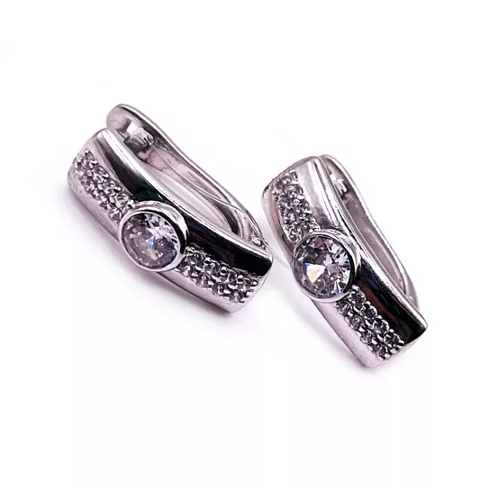 Серебряные серьги 925, женские, с фианитом