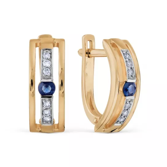 Серьги с бриллиантами с сапфиром из золота