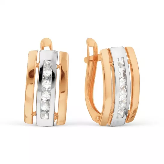 Золотые серьги 585, женские, с фианитом