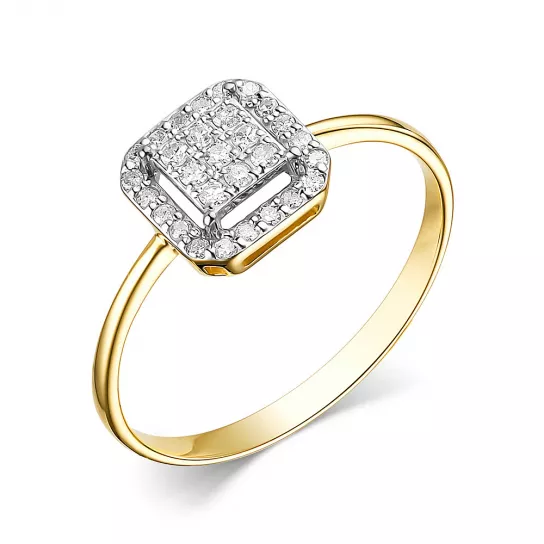 Золотое кольцо 585, женское, с бриллиантом, размер 16.5