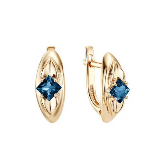 Золотые серьги 585, женские, с топазом