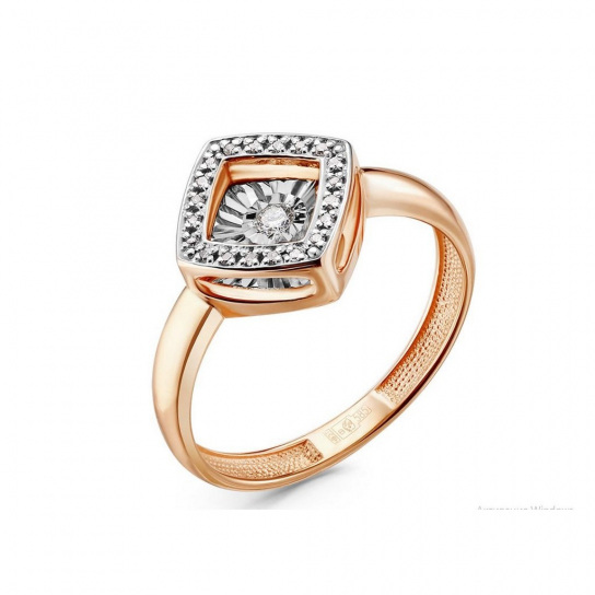 Золотое кольцо 585, женское, с бриллиантом, размер 18