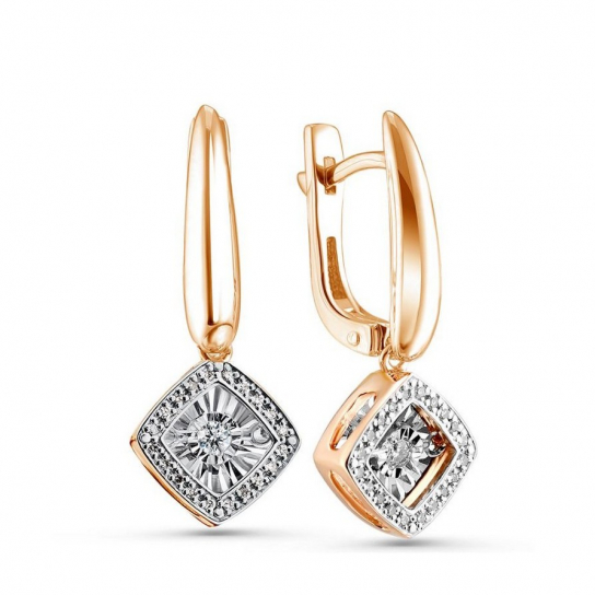 Золотые серьги 585, женские, с бриллиантом