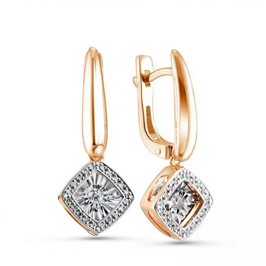 Золотые серьги 585, женские, с бриллиантом