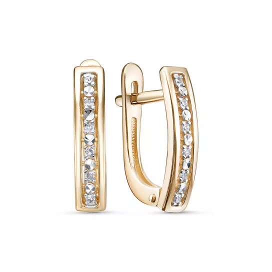 Золотые серьги 585, женские, с бриллиантом