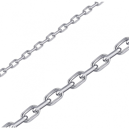 Серебряная цепочка 925 на шею, плетение якорное, длина 45 см, цвет белое серебро