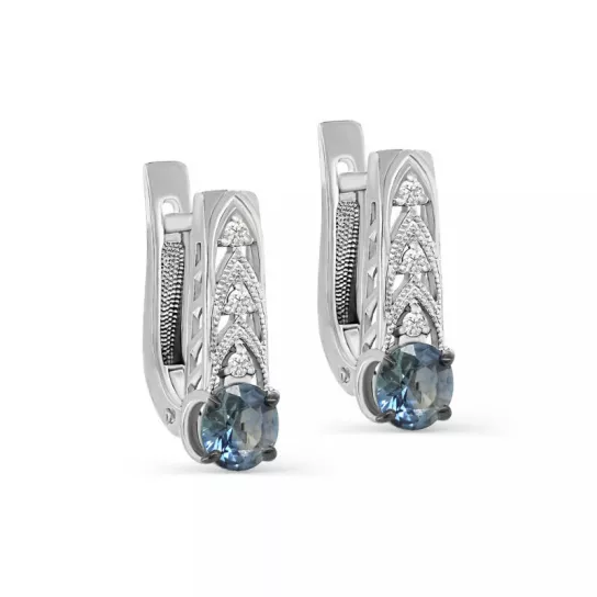 Серьги с бриллиантами с сапфиром из золота