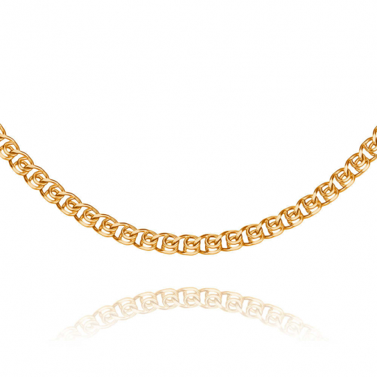 Золотая цепочка 585 на шею, плетение лав, длина 40 см, цвет красное золото