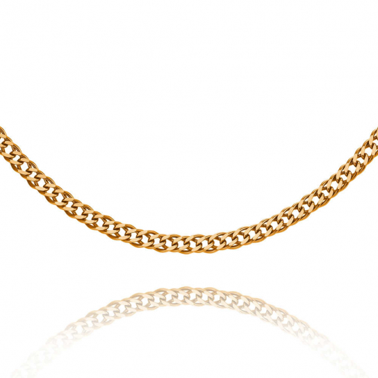 Золотая цепочка 585 на шею, плетение двойной ромб, длина 50 см, цвет красное золото