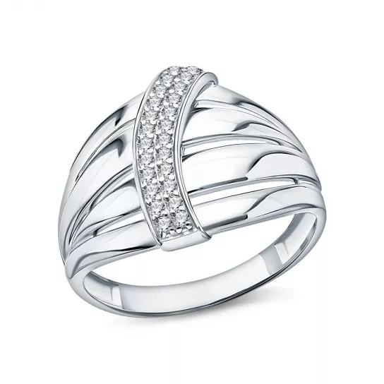 Серебряное кольцо 925, женское, с фианитом, размер 18