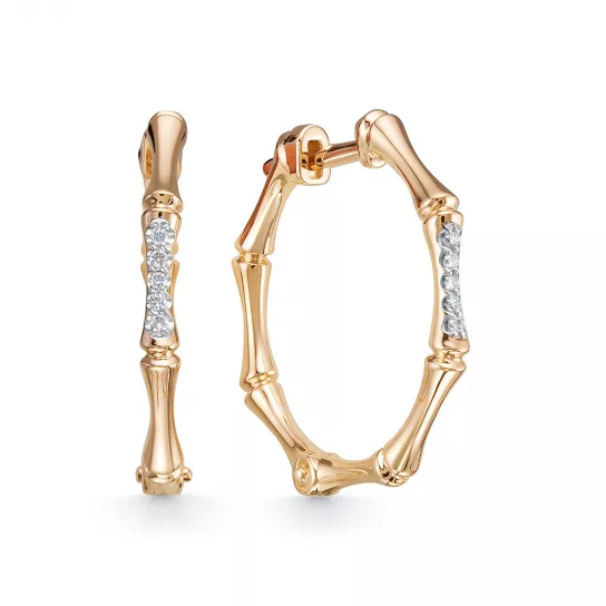 Золотые серьги 585, женские, с бриллиантом