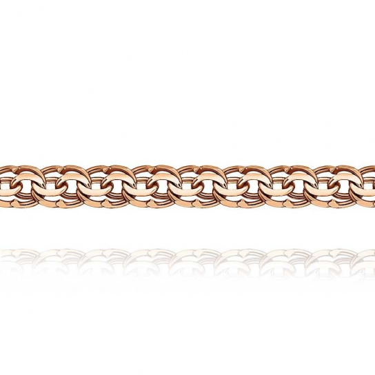 Золотая цепочка 585 на шею, плетение бисмарк, длина 50 см, цвет красное золото