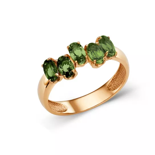 Золотое кольцо 585, женское, с изумрудом, размер 18.5