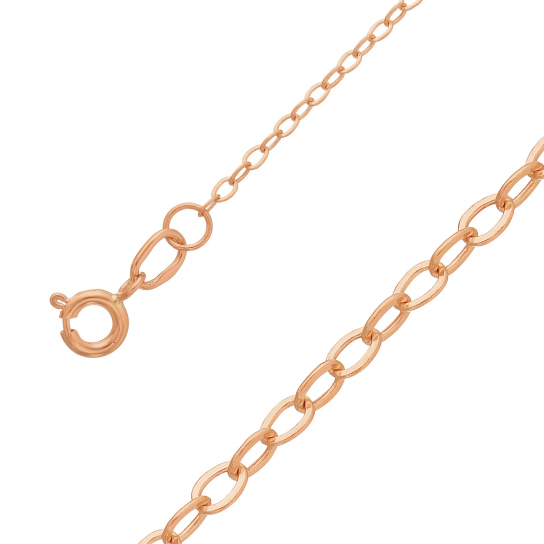 Золотая цепочка 585 на шею, плетение якорное пустотелое, длина 50 см, цвет красное золото