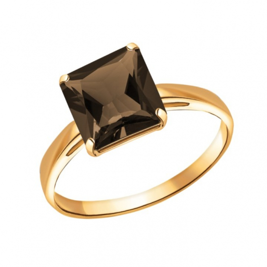 Золотое кольцо 585, женское, с раухтопазом, размер 18