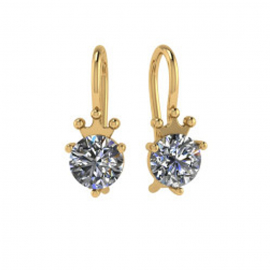 Серьги детские с фианитом из золота