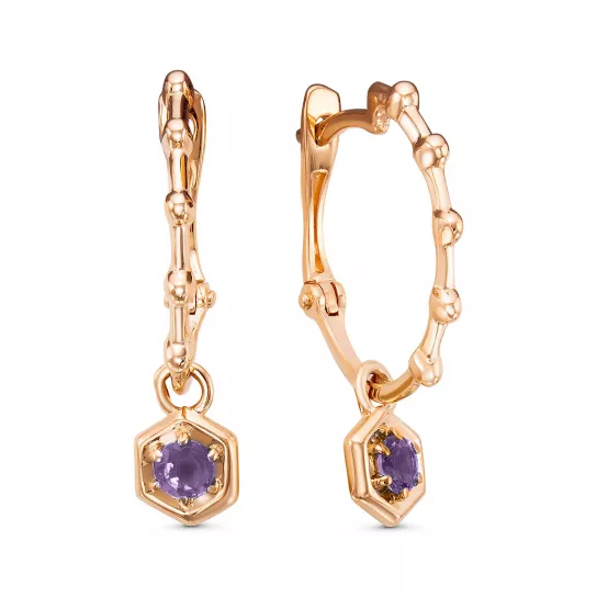 Серьги с аметистом из золота