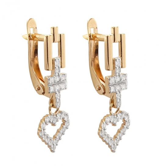 Золотые серьги 585, женские, с фианитом