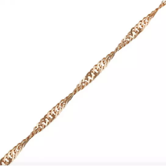 Золотая цепочка 585 на шею, плетение сингапур, длина 45 см, цвет красное золото