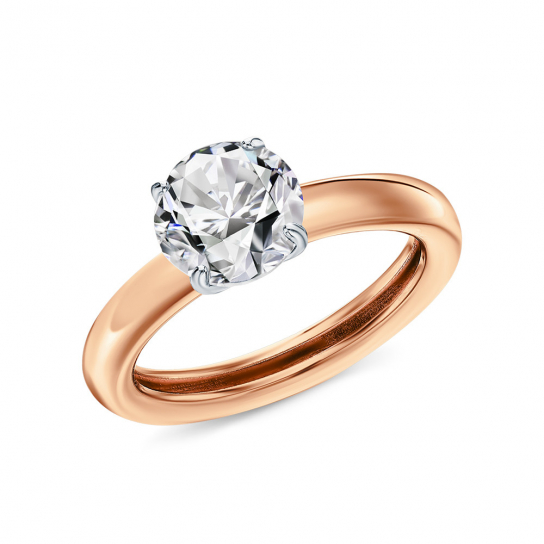 Золотое кольцо 585, женское, с фианитом, размер 18