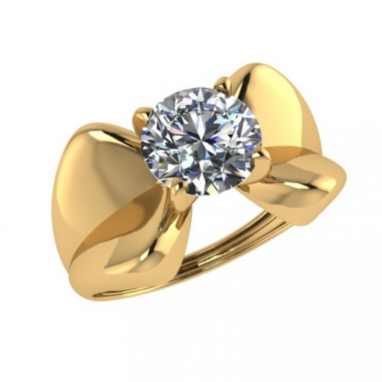 Золотое кольцо 585, женское, с фианитом, размер 19.5