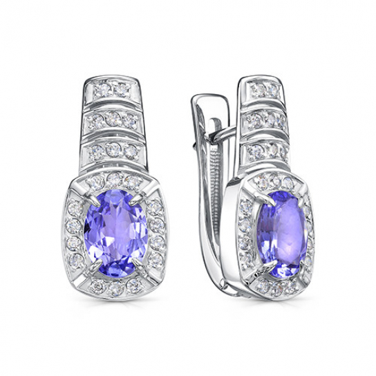 Золотые серьги 585, женские, с бриллиантом