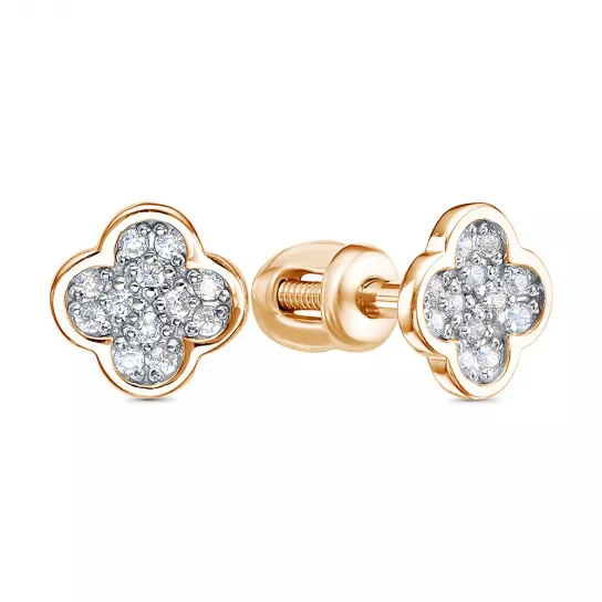 Золотые серьги 585, женские, с фианитом