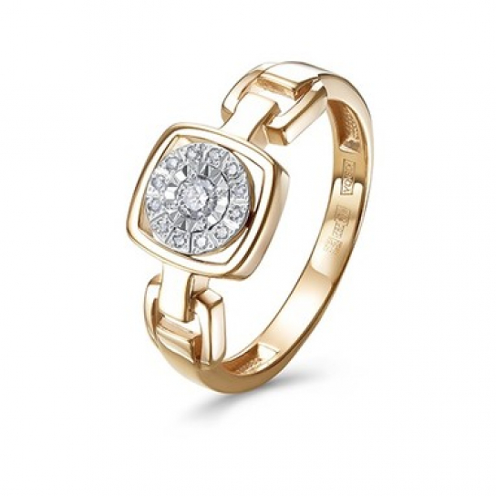 Золотое кольцо 585, женское, с бриллиантом, размер 18.5