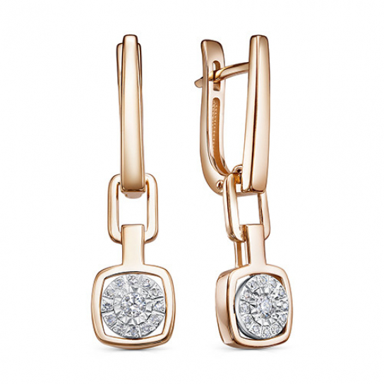 Золотые серьги 585, женские, с бриллиантом