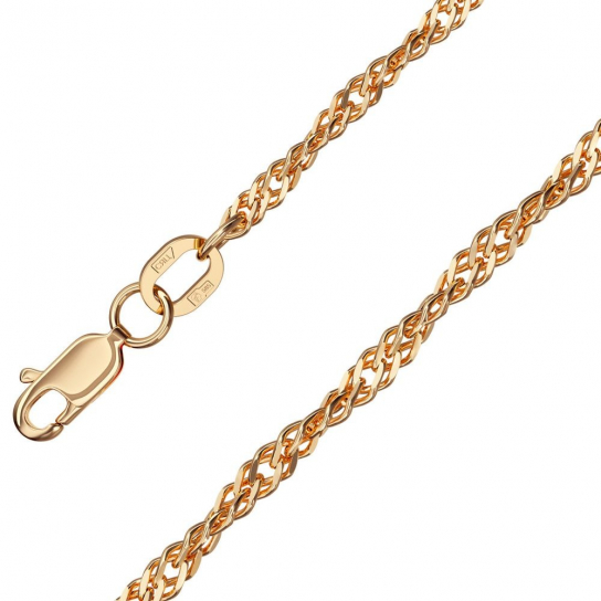 Золотая цепочка 585 на шею, плетение сингапур, длина 45 см, цвет красное золото