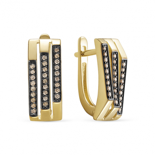 Золотые серьги 585, женские, с бриллиантом