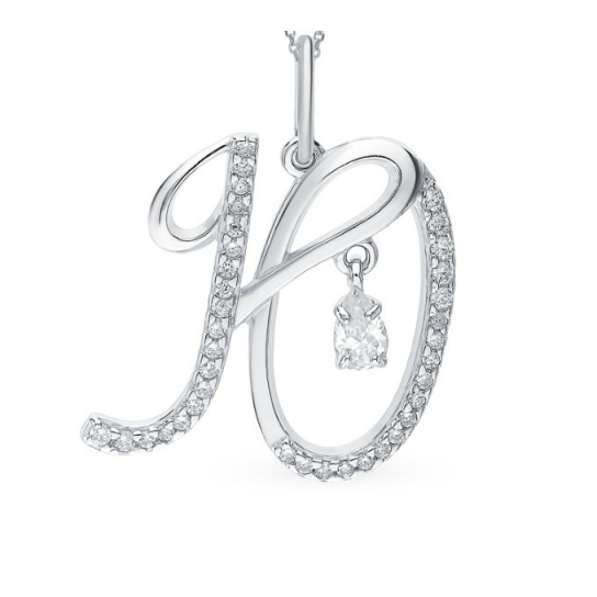 Серебряная подвеска 925, женская, с фианитом