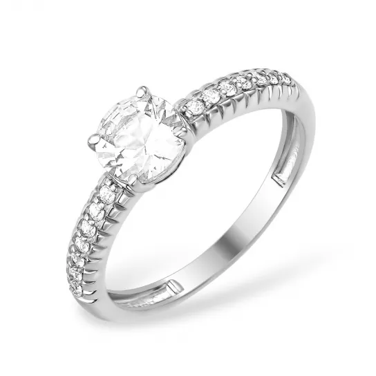 Серебряное кольцо 925, женское, с фианитом, размер 18.5