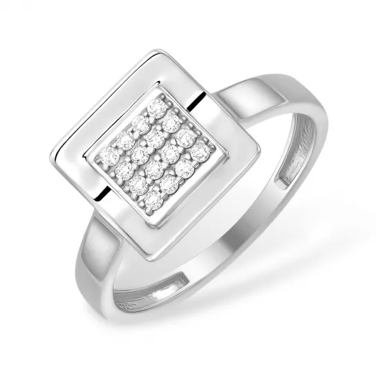 Серебряное кольцо 925, женское, с фианитом, размер 18.5