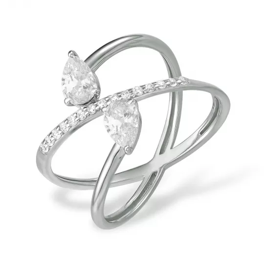 Кольцо с фианитом из серебра