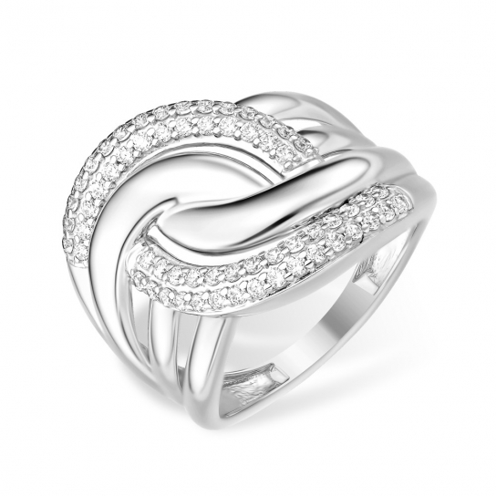 Серебряное кольцо 925, женское, с фианитом, размер 18.5