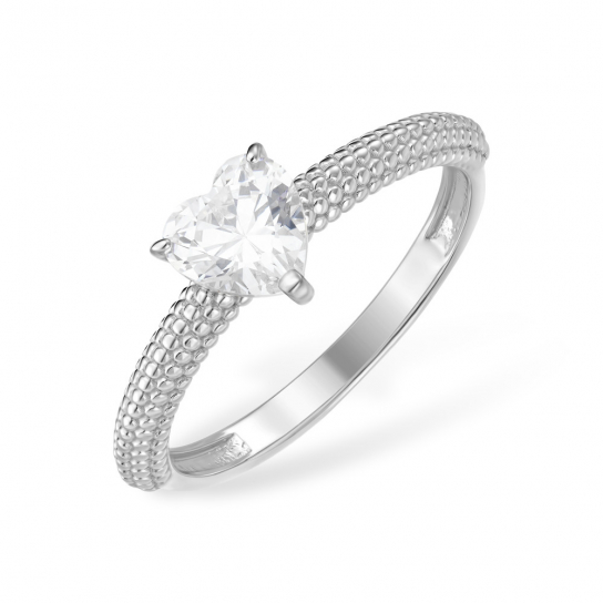 Серебряное кольцо 925, женское, с фианитом, размер 17.5