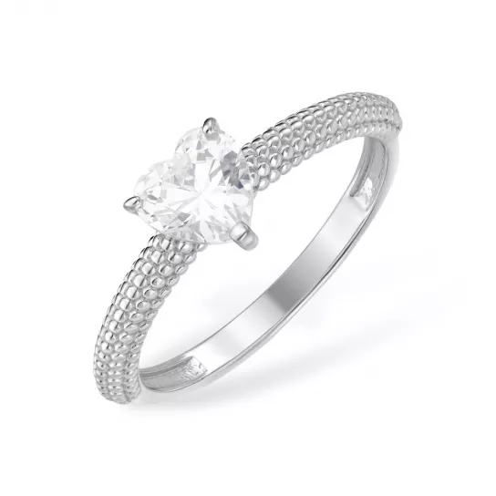 Серебряное кольцо 925, женское, с фианитом, размер 17.5