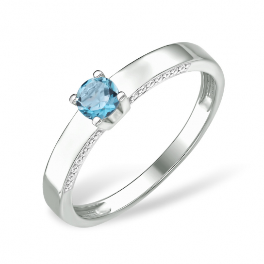 Серебряное кольцо 925, женское, с топазом и фианитом, размер 17.5