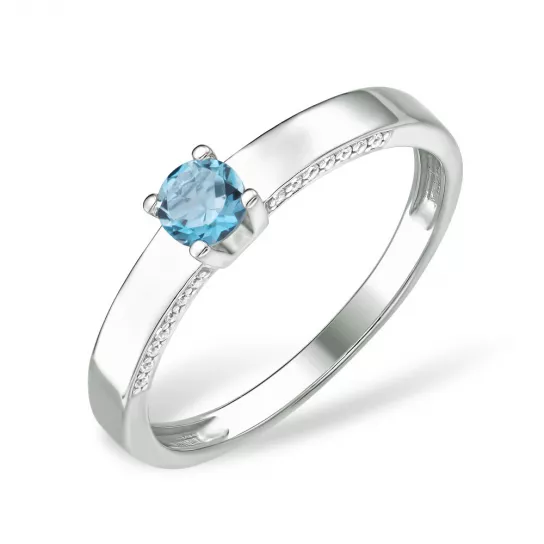 Серебряное кольцо 925, женское, с топазом и фианитом, размер 17.5