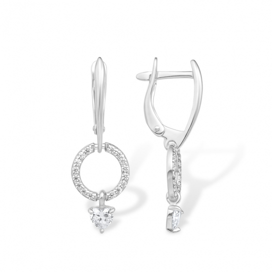 Серебряные серьги 925, женские, с фианитом