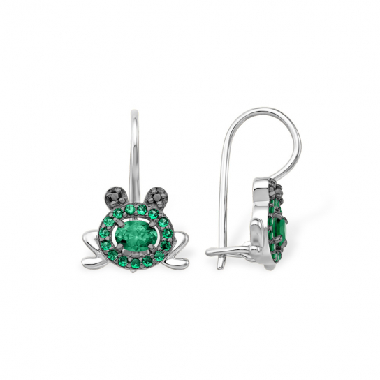 Серьги детские с фианитом из серебра