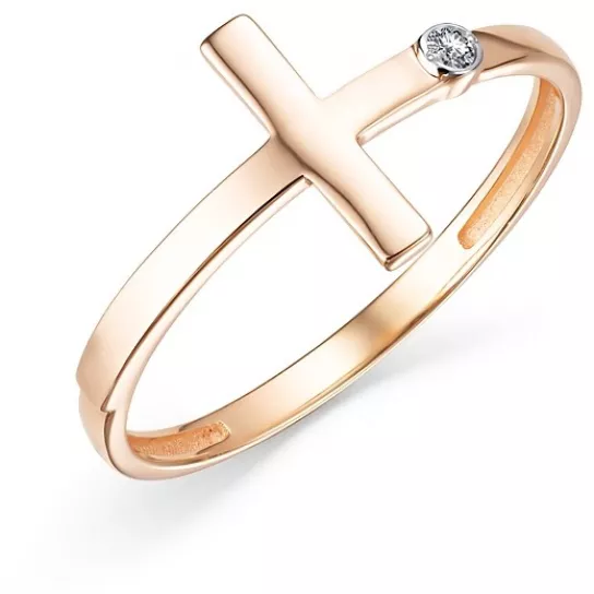 Золотое кольцо 585, женское, с фианитом, размер 16