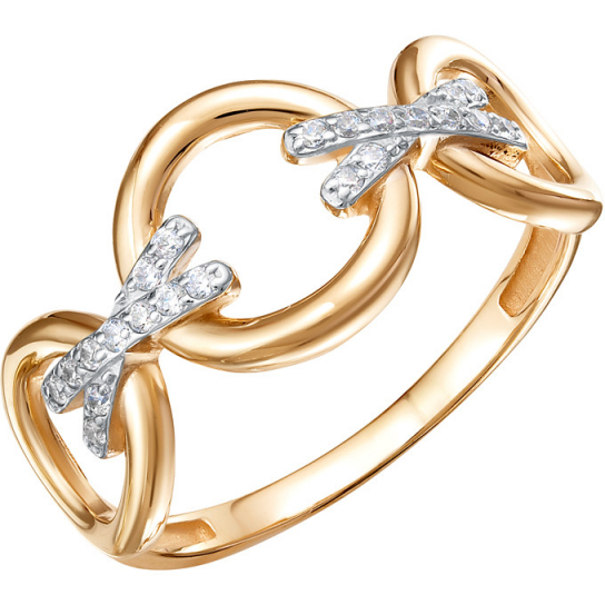 Золотое кольцо 585, женское, с фианитом, размер 18