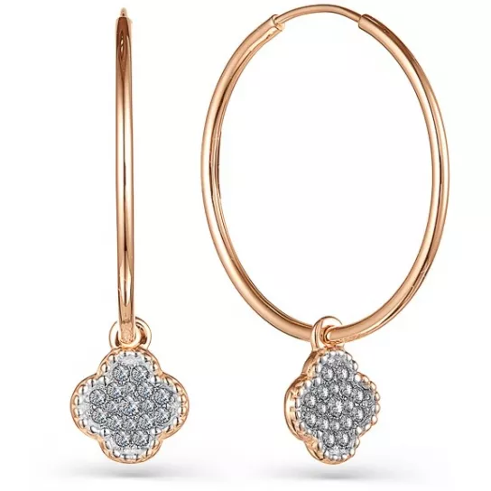 Серьги-конго с фианитом из золота