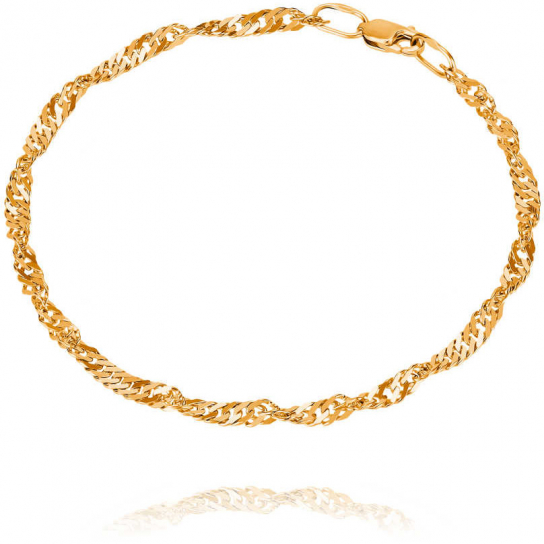 Золотой браслет 585, плетение сингапур, длина 17 см