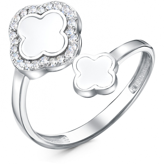 Серебряное кольцо 925, женское, с фианитом и эмалью, размер 16.5